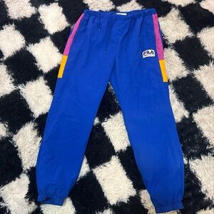 Fila Vintage  Joggers in Blue with Pink and Yellow Accents